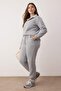 Grey Melange Polo Neck Rubber Cuffs Knitted Tracksuit Set Plus Size Tracksuit Set Tbbaw24Ts00001 - 2