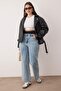 Mavi Yüksek Bel Beli Lastikli Geni Paça Büyük Beden Wide Leg Jeans TBBAW26CJ00029