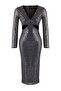 Anthracite Cut Out Detailed Knitted Sequin Midi Lined Stylish/Evening Dress - 5
