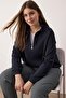 Lacivert Yakası Fermuarlı Regular Büyük Beden Sweatshirt TBBAW26AO00019 - 2