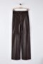 Kahverengi Relaxed/Rahat Straight/Boru Paça Dikiş Detaylı Örme Deri Pantolon TWOAW25PL00068 - 5