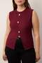 Bordo Aksesuar Düğmeli Bisiklet Yaka Regular Boy Yelek Örme Bluz TBBSS25AF00121 - 3