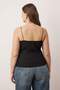 Siyah Spagetti Askılı Crop Fitilli Örme Büyük Beden Bluz TBBSS23AF00013 - 4