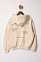 Stone Thick Fleece Inside Hooded Slogan Printed Boxy Fit Knitted Sweatshirt Twoaw26Sw00217 - 8
