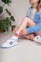 Unisex Lace-Up Strappy Sports Sneaker Shoes White-Sax - 3