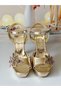 Women's 13 cm Platform Gold Stone Shoes - 5