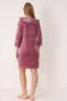 Women's Cotton Hooded Velvet Winter Dress / Dusty Rose 3600 - 8