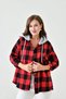 Women's Patterned Colorful Lumberjack Oversized Loose and Wide Fit Casual Double Hooded Jacket Shirt - 5