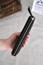 Genuine Leather Women's Wallet with Phone Compartment Black Red 1055 - 4