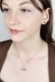 Necklace, Zircon Stone, Non-Tarnish Stainless Steel, Fan Detail, Gold Color, Model413 - 2