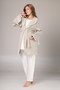 Women's Beige Jacquard Shawl Collar Lace Winter Special Design Maternity and Postpartum Robe Pajama Set - 3