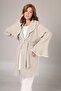 Women's Beige Jacquard Shawl Collar Lace Winter Special Design Maternity and Postpartum Robe Pajama Set - 2