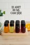 12 Pieces 30 ml Clear Detox Shot Bottle with Lockable Black Cap 30 Cc Ginger Shot White Glass Bottle
