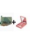 2 Items-13-Piece Green Brush Set and 5-Piece Makeup Set with Mirror