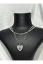 Steel Zircon Stone Opened Angel Heart Detailed Double Chain Women's Necklace |   Stylish Design Gift Necklace. - 4