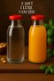 2 Pieces 1 Liter Transparent Jug Milk, Buttermilk, Water, Lemonade, Soft Drink Bottle Plastic Lid Glass Bottle - 3