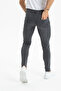 Men's Jeans Gray Nail Trim Slim Fit Skinny Fit Buttoned Trousers - 7