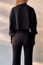 Handmade Black Knitwear Crop Blouse and High Waist Black Knitwear Trousers Double Set 015 - 5