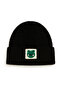 Black Wool Children's Beanie with Frog Figure and Punch Detail - 3