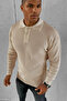 Men's Stone Polo Collar Buttoned Collar Winter Knitwear Sweater