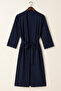 Women's Navy Blue Jacquard Lace Detailed Premium Nightgown & Robe Set – Special Boxed - 4