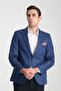 Adelfo Men's Blue Diagonal Suede Slim Fit Mono Collar Sports Blazer Jacket - 5