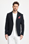 Jasinoo Men's Oversize Large Size Navy Blue Regular Fit Cotton Blended Lycra Blazer Jacket