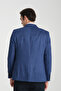 Adelfo Men's Blue Diagonal Suede Slim Fit Mono Collar Sports Blazer Jacket - 4