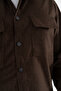 Men's Brown Comfortable Fit Sports Jacket with Flap, Double Pockets and Snap Fasteners - 7