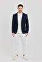 Ferico Men's Dark Navy Polyviscon Fabric Slim Fit Blazer Jacket - 8