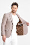 Abrines Men's Milk Brown Cotton Lycra Stretching Fabric Slim Fit Sports Blazer Jacket - 5