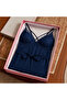 Women's Navy Blue Jacquard Lace Detailed Premium Nightgown & Robe Set – Special Boxed - 6