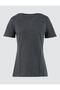 Anthracite Melange Short Sleeve Boat Neck Knitted Blouse - 6