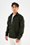 Men's Khaki Comfortable Fit Sports Jacket with Hood, Double Pockets and Snap Fasteners - 5