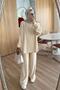 Corded Fabric Sports Hijab Double Set - Stone