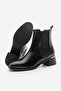 Women's Staple Detail Gold Heel Elastic Heeled Boots Ernaz Black - 6