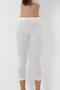 White Bamboo Below Knee Capri Leggings Women's High Waist - 2