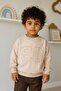 Unisex Children's Embroidered Cotton Sweat Beige - 4