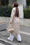 معطف طويل بزر أمامي من بيليكان بلون حجري - 4