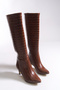 Alunalue Women's Boots 00125500 Tan Crocodile - 8
