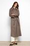 Double Breasted Long Oversized Coat with Cape Detail Latte 3087