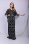 IDA Cape Sleeves Maxi Dress in Black - 5