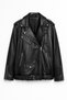 New Season Oversize Women's Black Biker Leather Jacket - 5