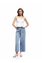 Cotton Button Pocket Regular Waist Crop Wide Leg Jean Trousers - Wide Leg Jean - 2