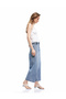 Cotton Button Pocket Regular Waist Crop Wide Leg Jean Trousers - Wide Leg Jean