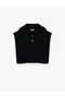 Half Button Turn-Down Collar Sleeveless Hair Knit Sweater - 4