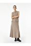 Cotton Blend Midi Flared Knitwear Skirt with Stitching Detail - 2