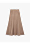 Cotton Blend Midi Flared Knitwear Skirt with Stitching Detail - 4