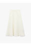Comfortable Fit Floral Textured Long Flared Skirt with Pockets - 3
