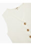 V Neck Sleeveless Gold Buttoned Knitwear Vest - 5
